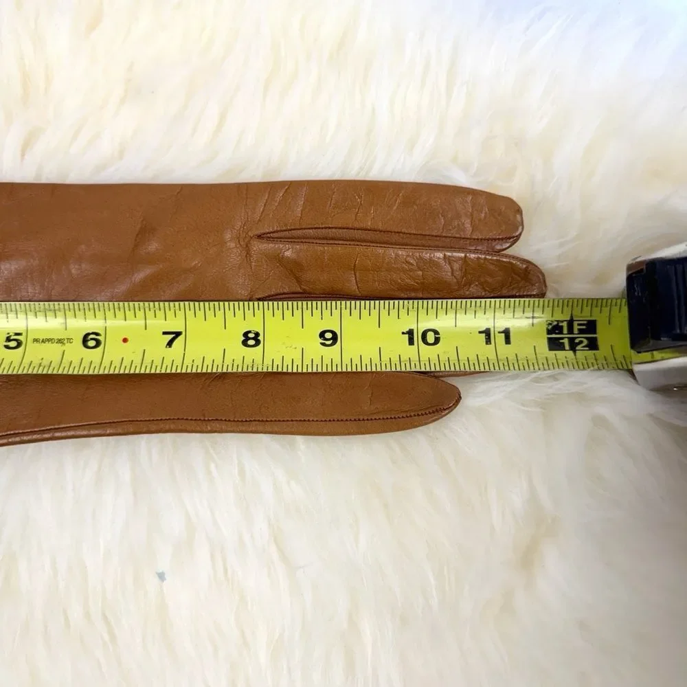NWT Charter Club Leather Gloves Light Brown with Silk Lining Women's 7,5 Vintage